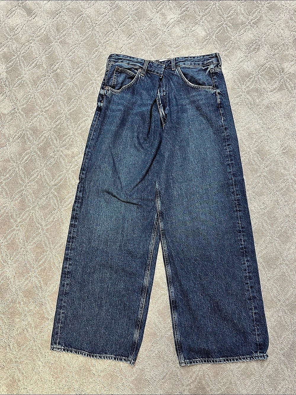 Agolde Vana Cross Over Waist Jeans Women's Wide Leg Jeans in Blue